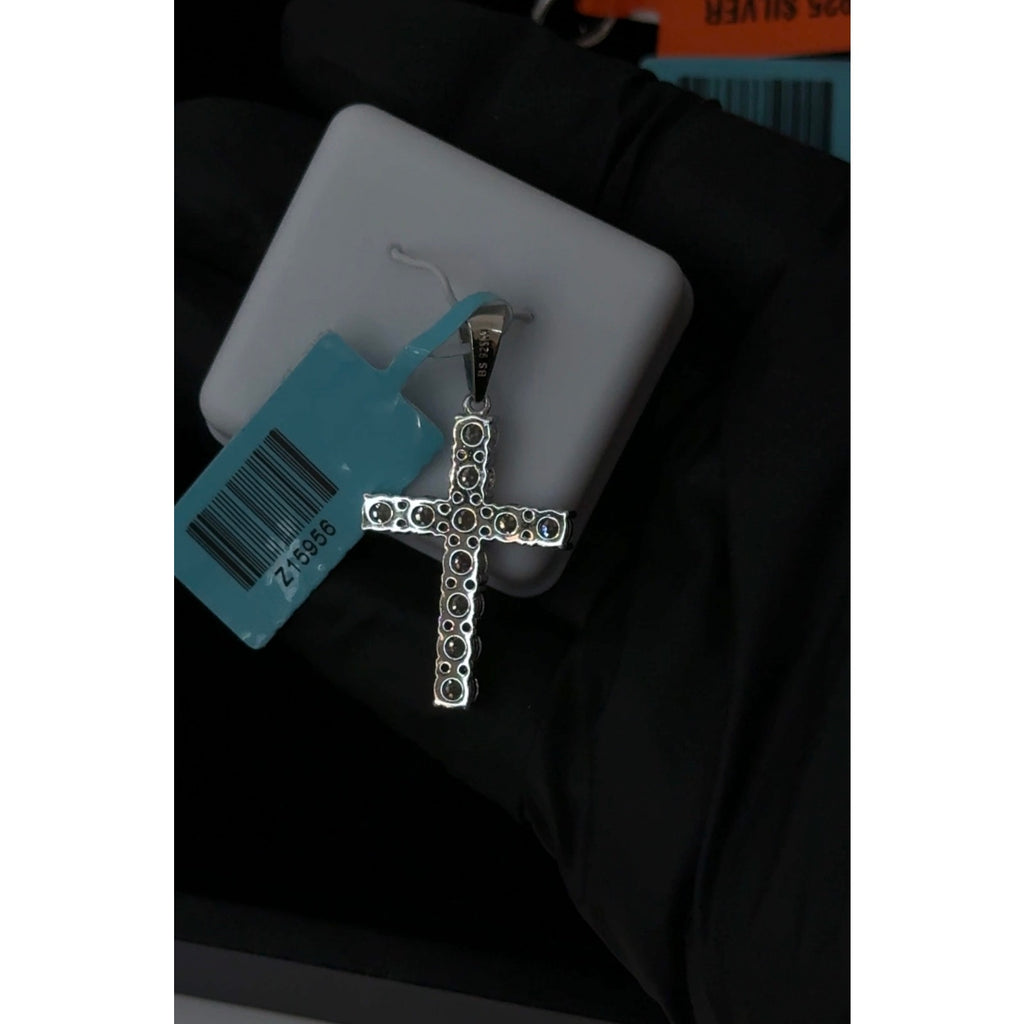 Sterling Silver Cross Pendant with 2.42 Moissanite