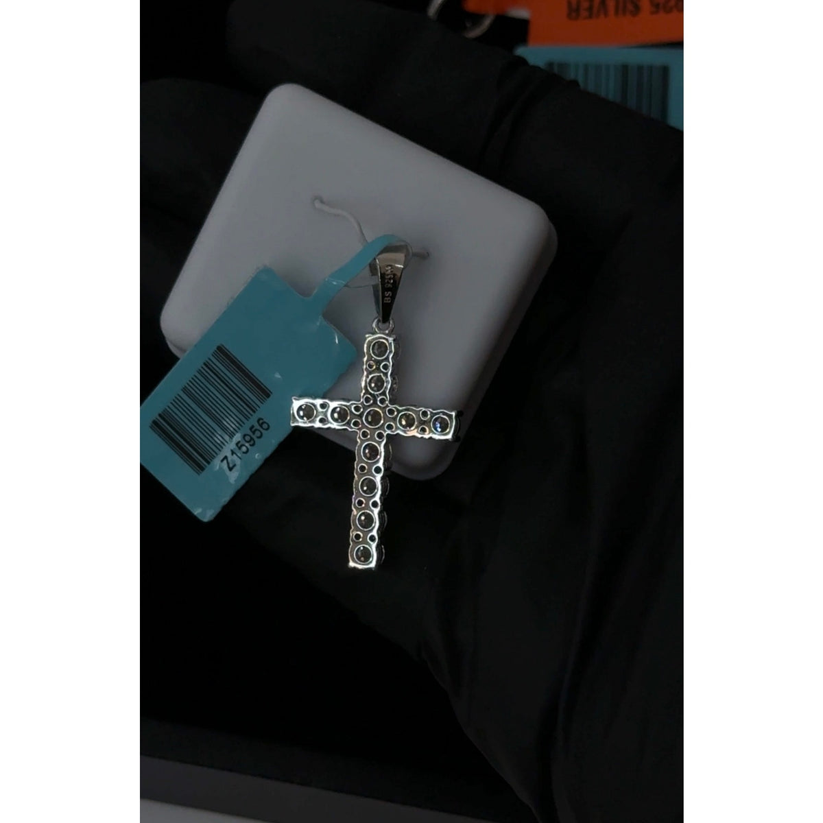 Sterling Silver Cross Pendant with 2.42 Moissanite