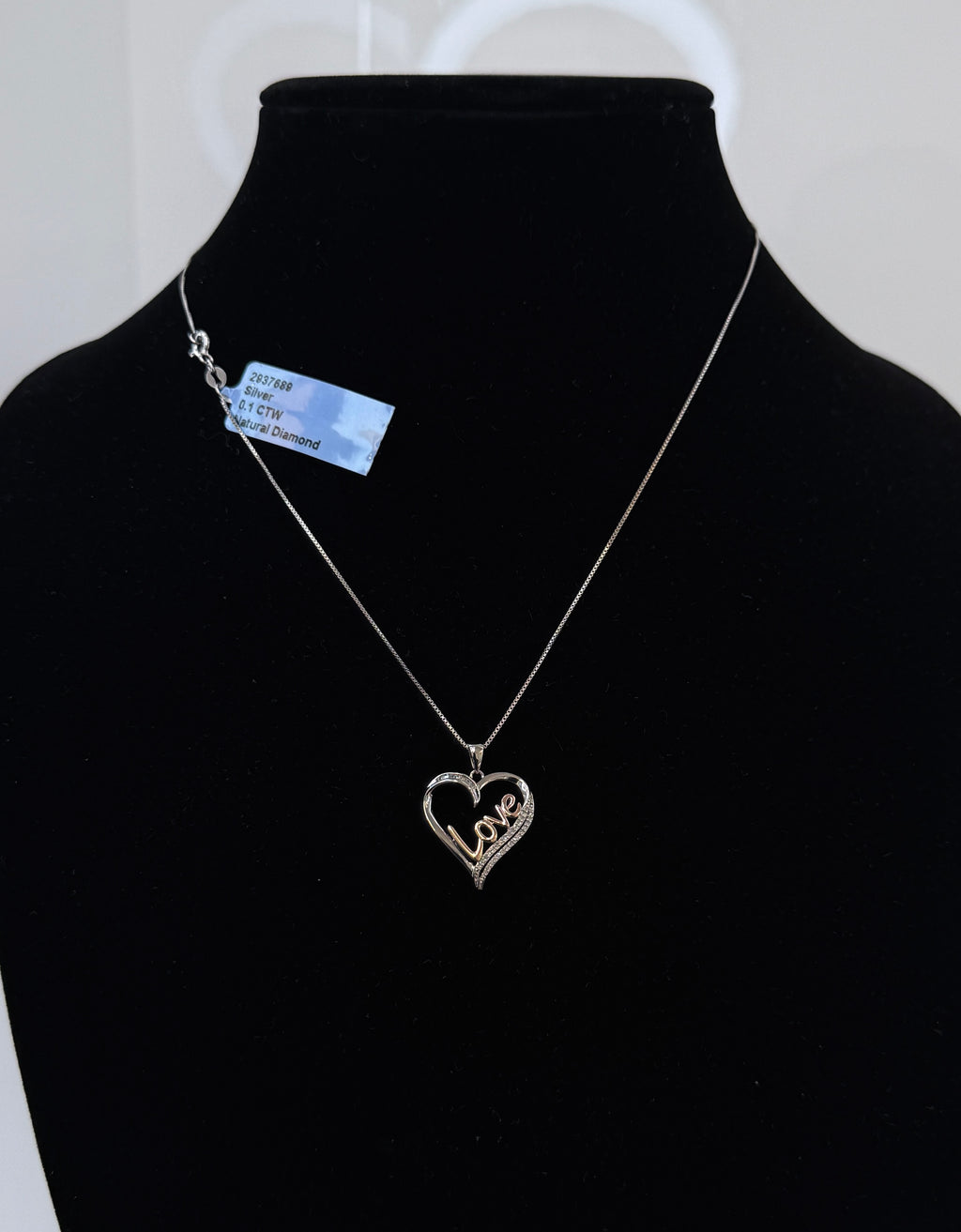 Natural Diamond Love Heart Pendant Necklace