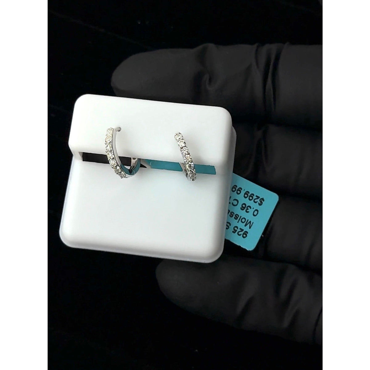 925 Sterling Silver Moissanite Hoop Earrings 0.36 CTW