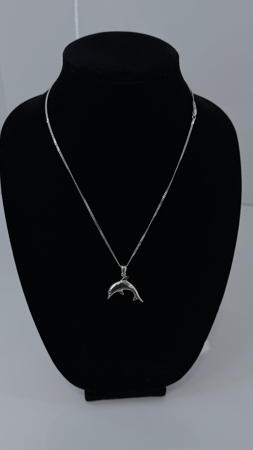 Dolphin Pendant 2mm Curb Chain Necklace