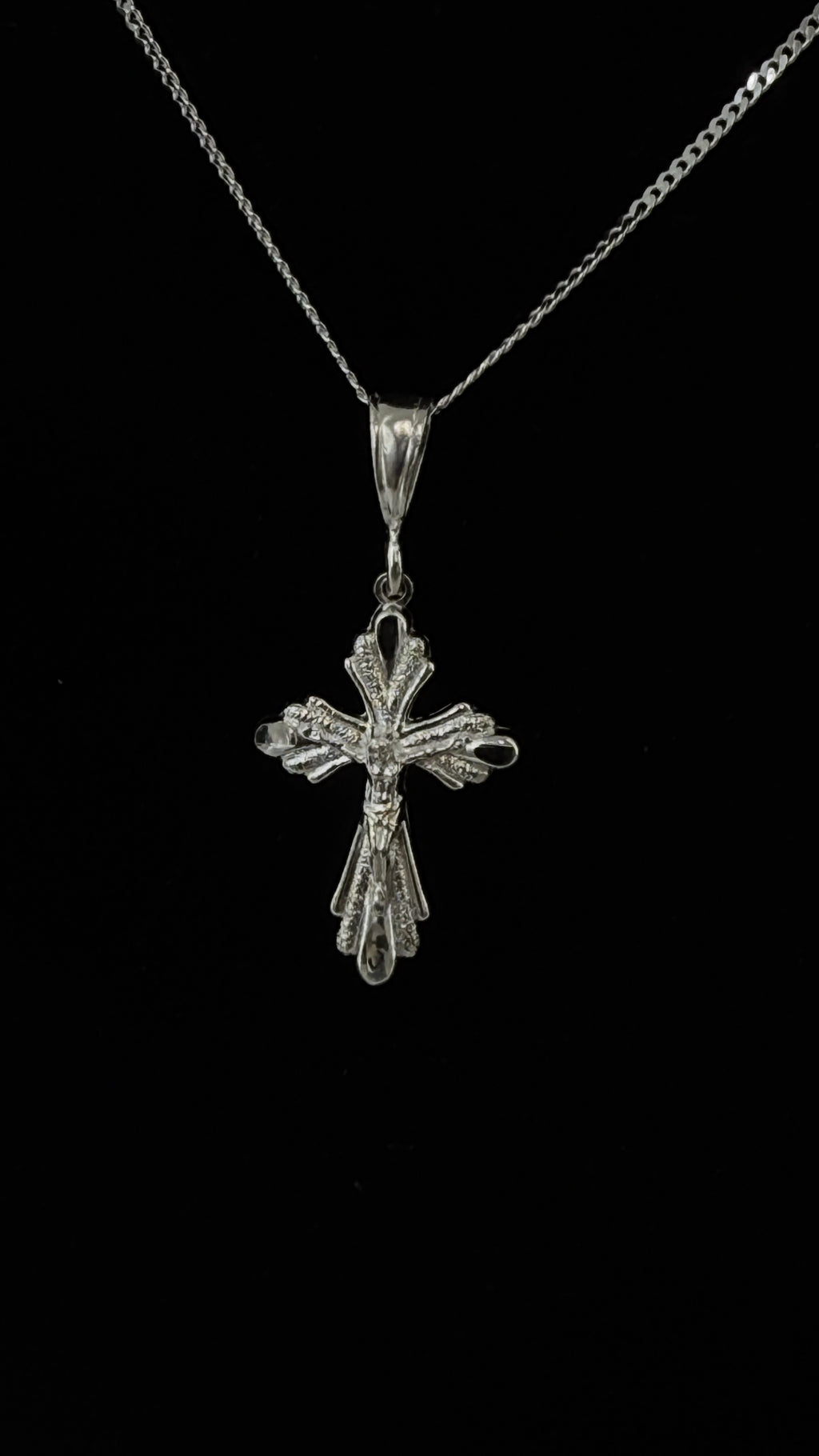 Cross Pendant 925 silver 2mm Curb Chain Necklace 18.5