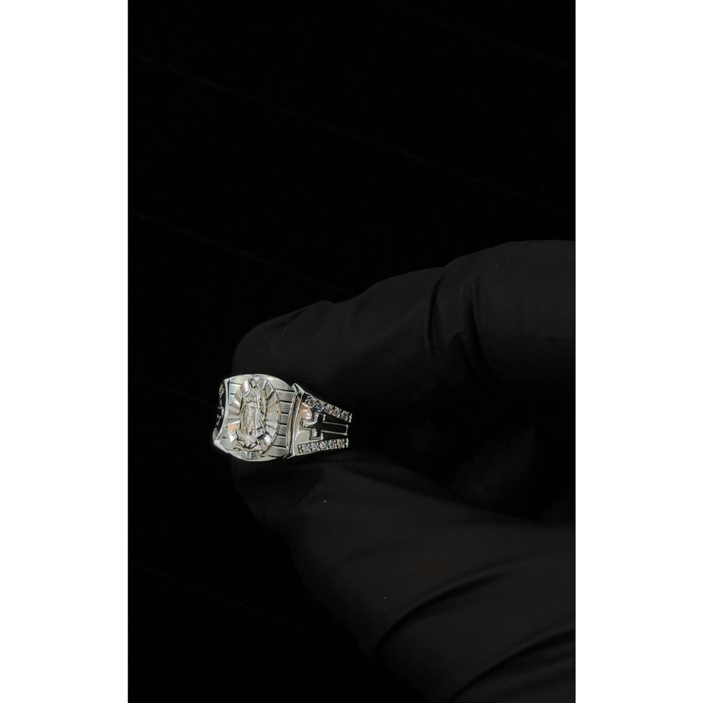 Sterling sliver Virgin Mary Religious Ring with Crosses