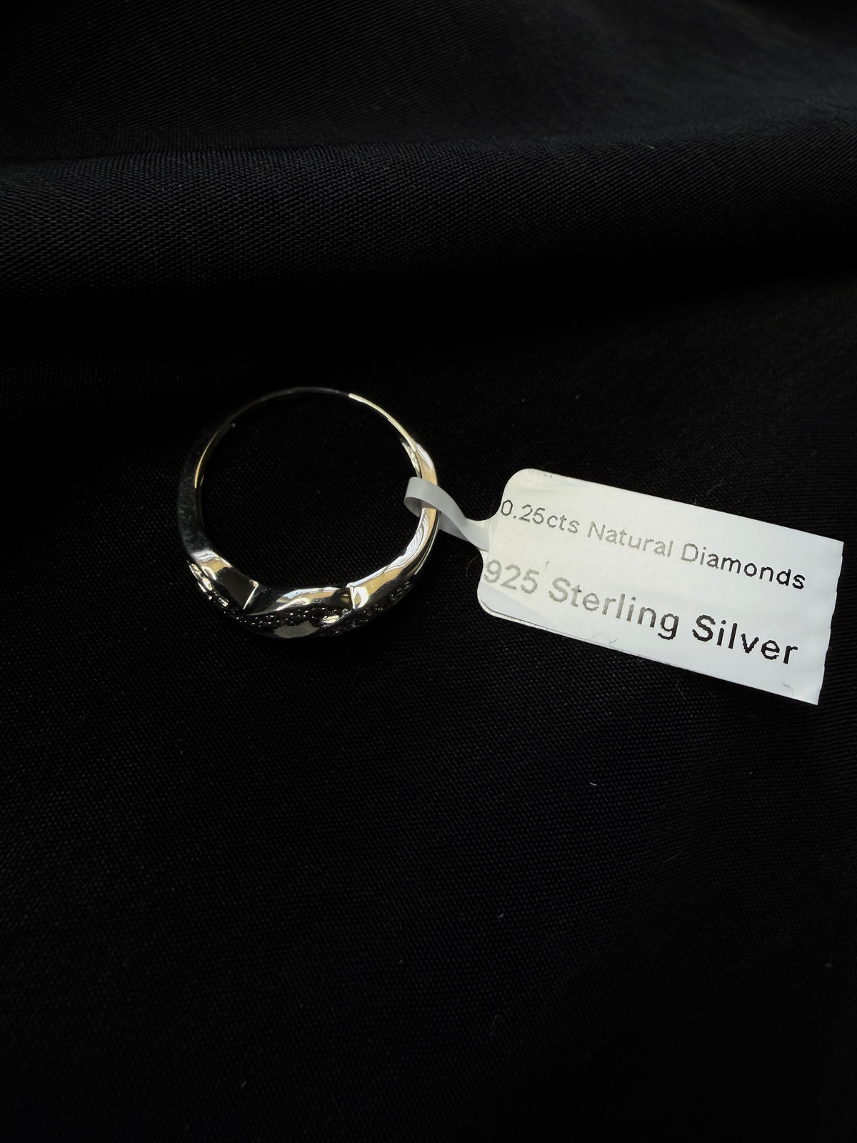 Natural Diamond Wave Crossover Ring 925 Sterling Silver Size 8