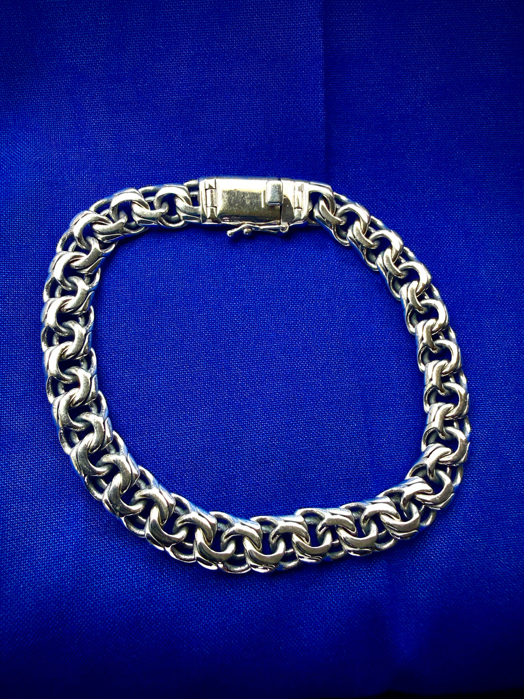 925 Sterling Silver Byzantine Link Bracelet 9mm 9in Heavy Polished