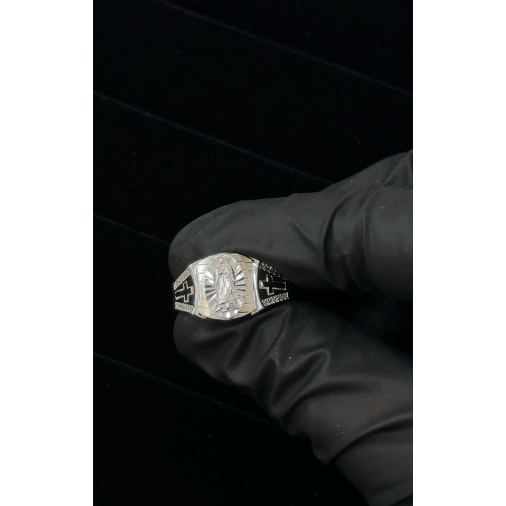 Sterling sliver Virgin Mary Religious Ring with Crosses