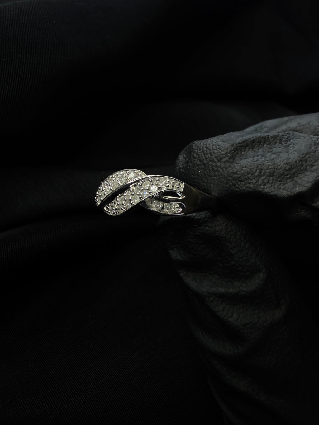 Natural Diamond Wave Crossover Ring 925 Sterling Silver Size 8