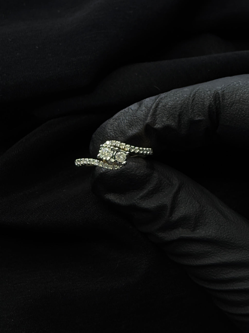 Natural Diamond Bypass Ring 925 Sterling Silver Size 7