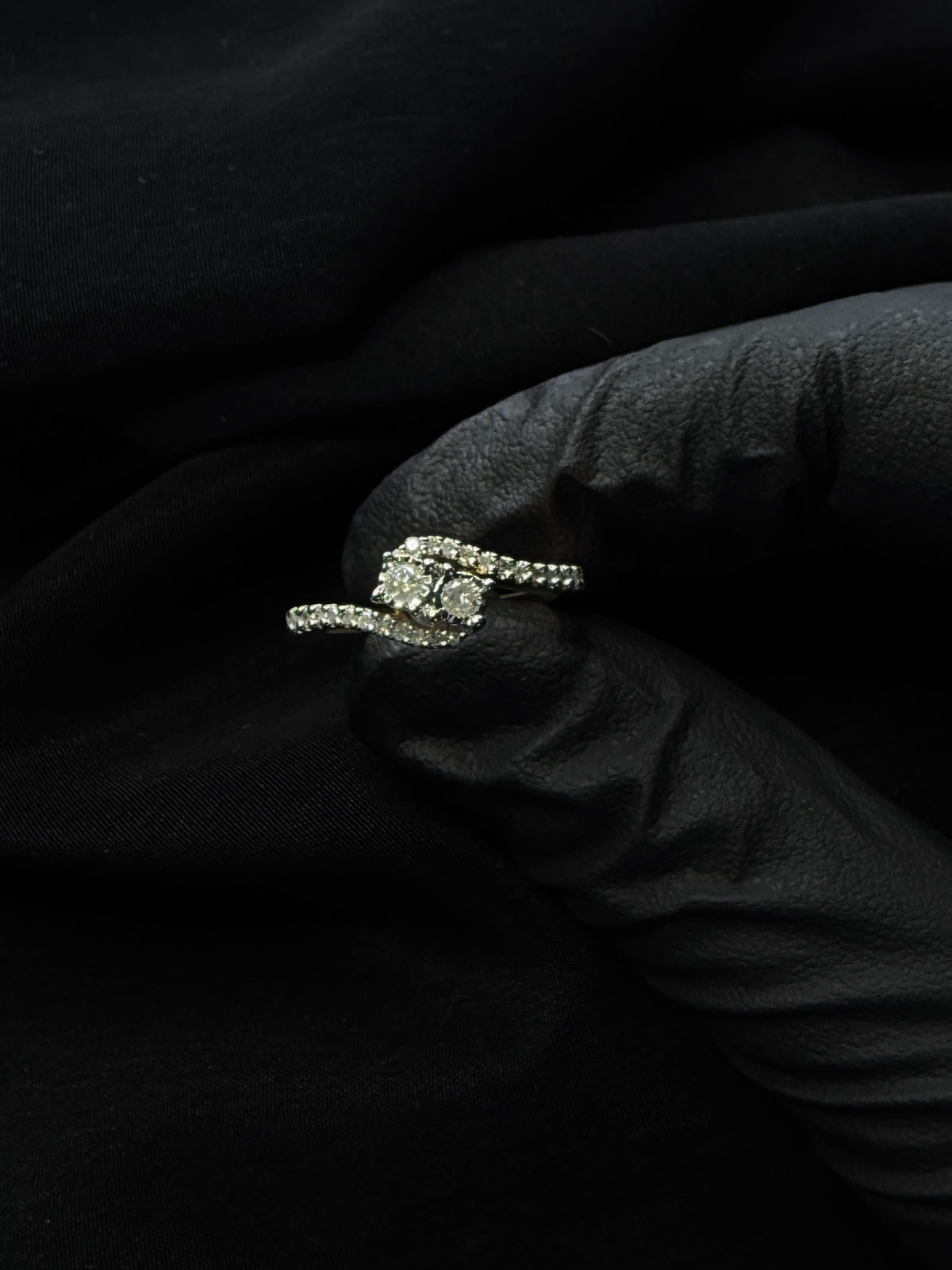 Natural Diamond Bypass Ring 925 Sterling Silver Size 7
