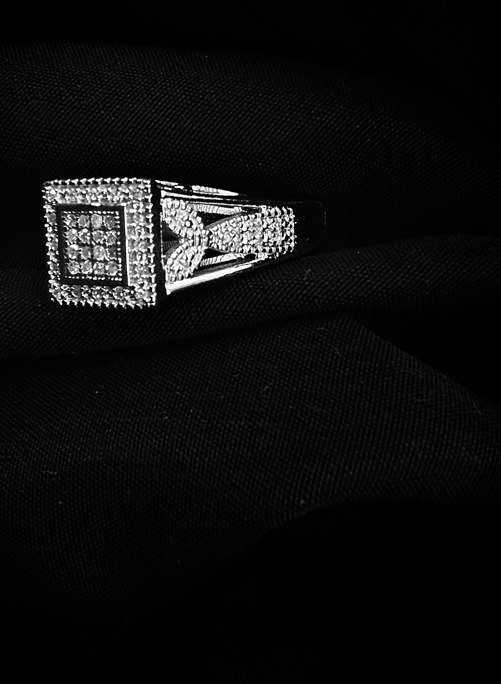 Natural Diamond Square Halo Ring 925 Sterling Silver Size 7