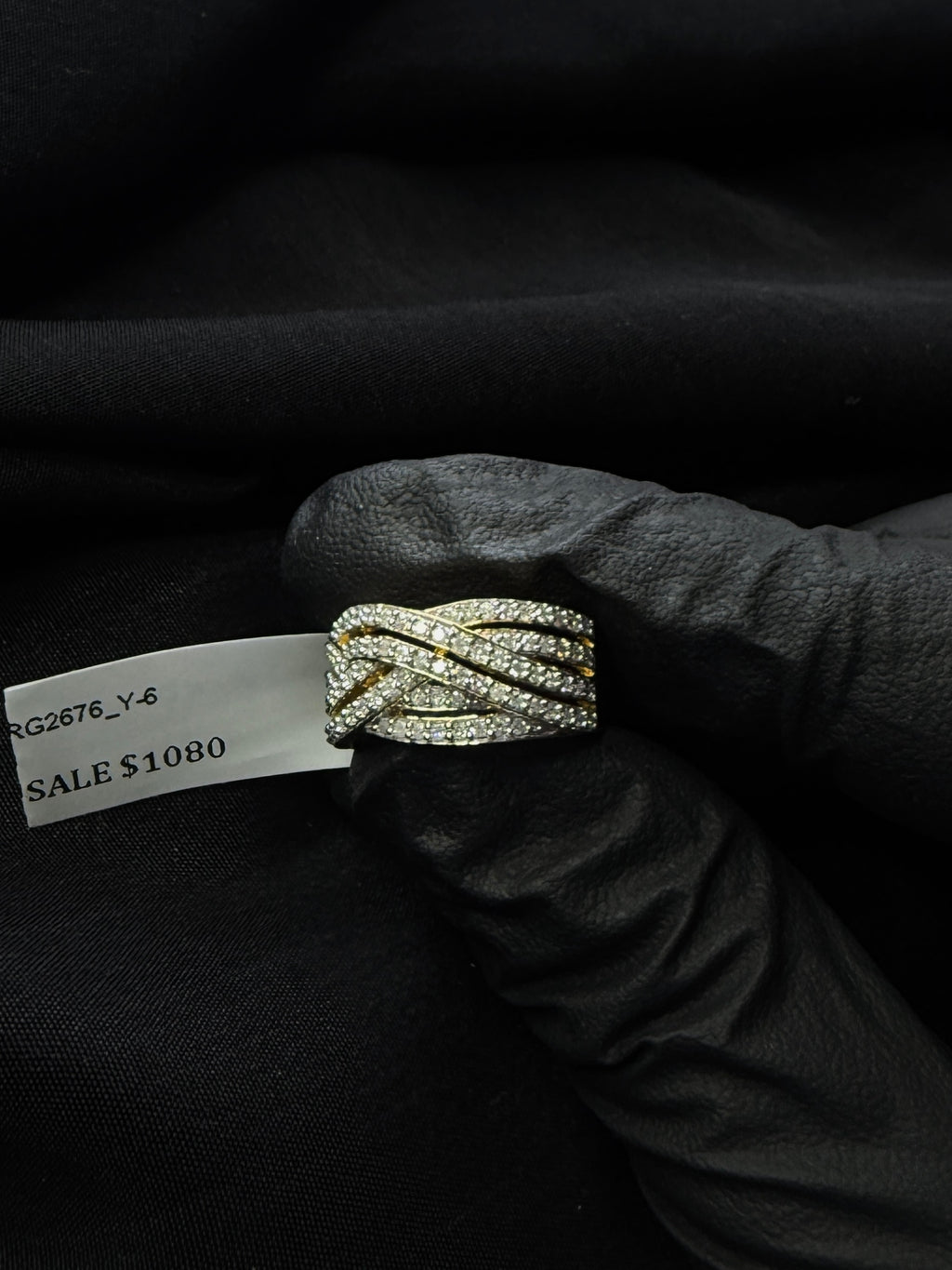 Natural Diamond Multi Row Crossover Ring 925 Sterling Silver Size 6