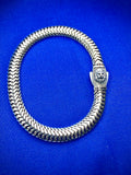 Herringbone Snake Link Bracelet Lion Clasp Black CZ 8.2mm 9in 925 sterling silver