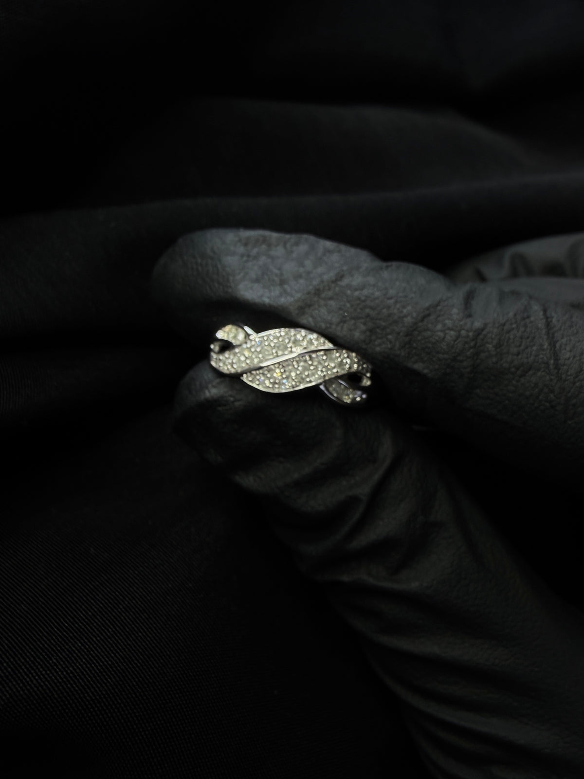 Natural Diamond Wave Crossover Ring 925 Sterling Silver Size 8