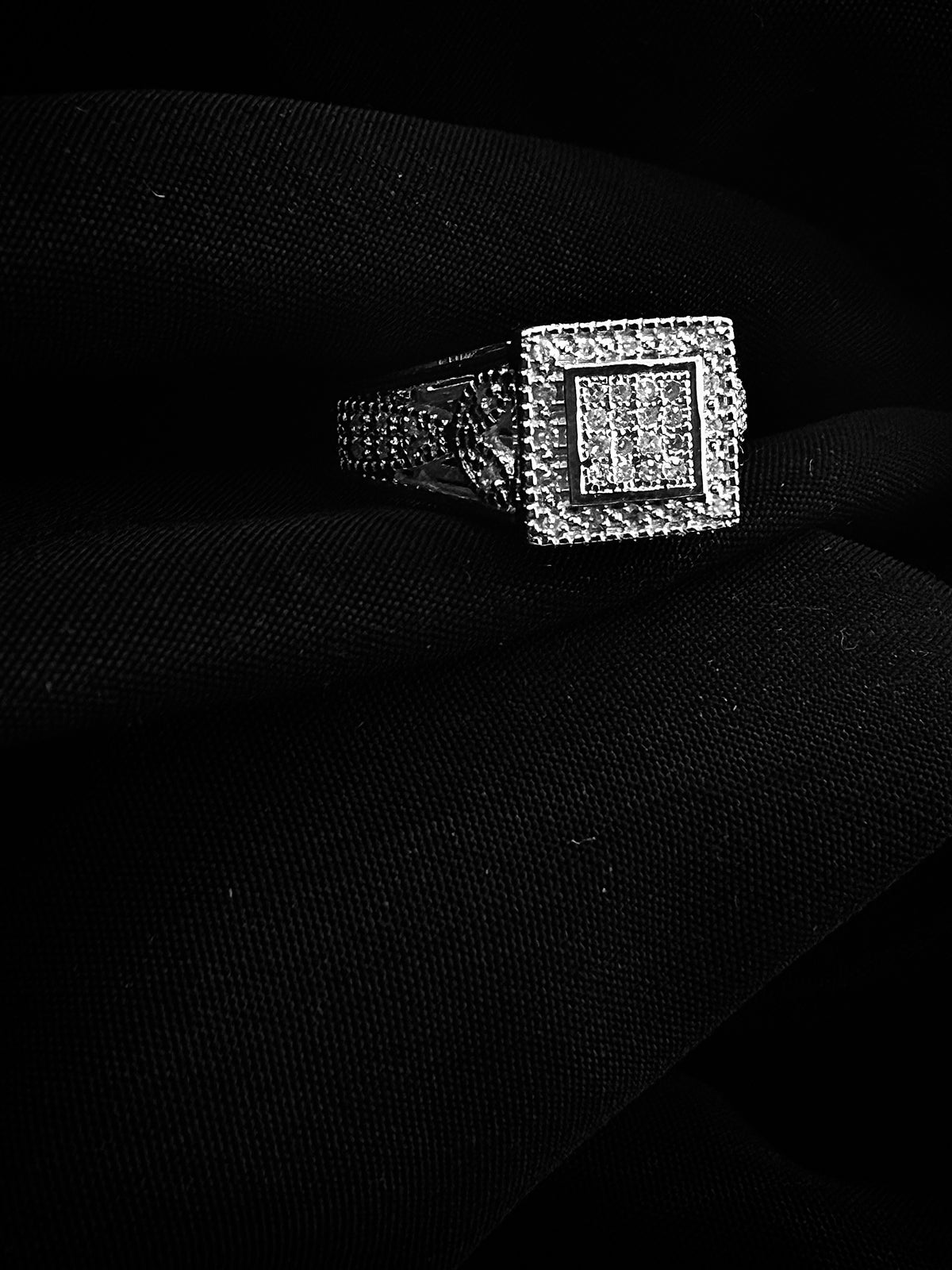 Natural Diamond Square Halo Ring 925 Sterling Silver Size 7