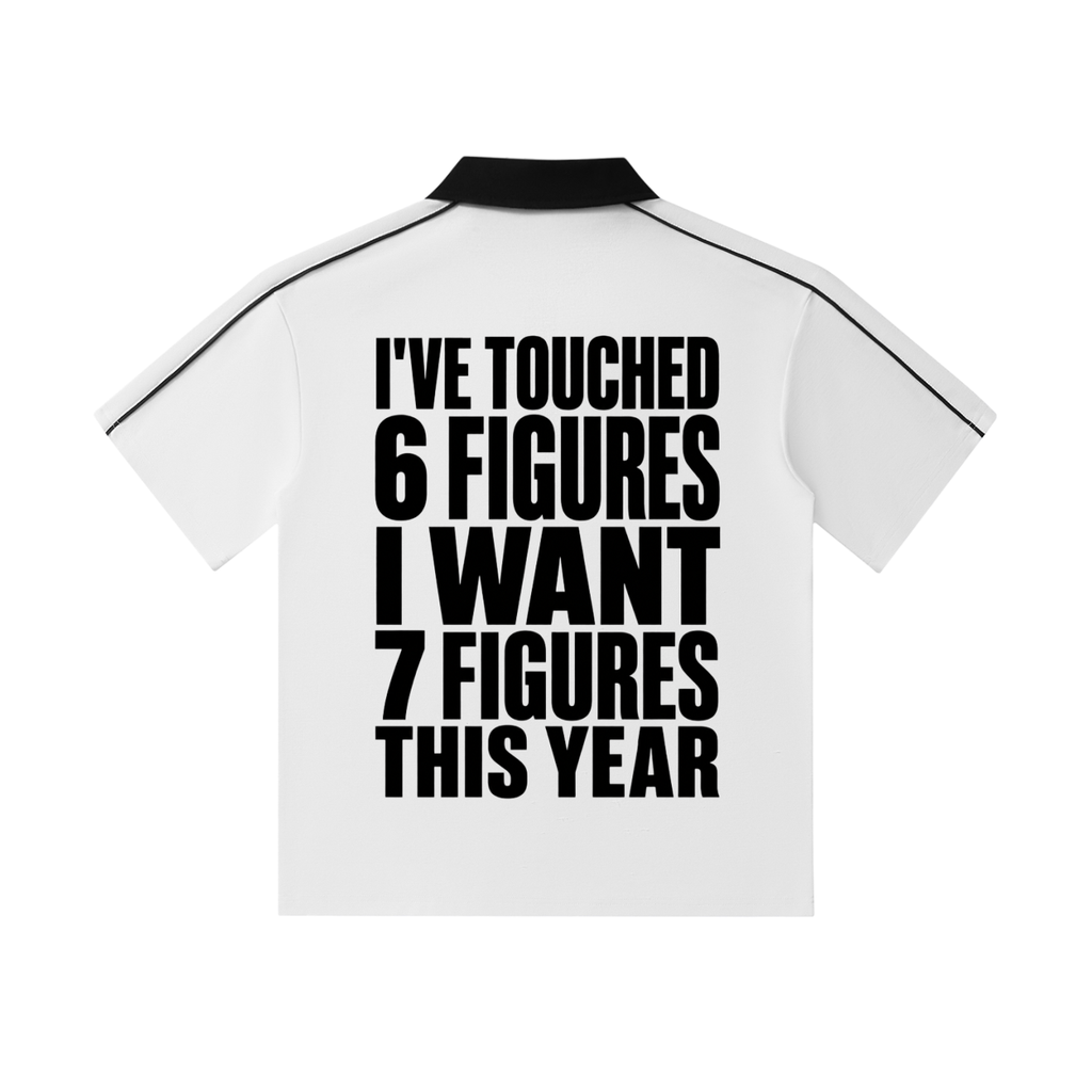 I Want 7 Figures --Contrast Collar Short-Sleeve Polo Shirt