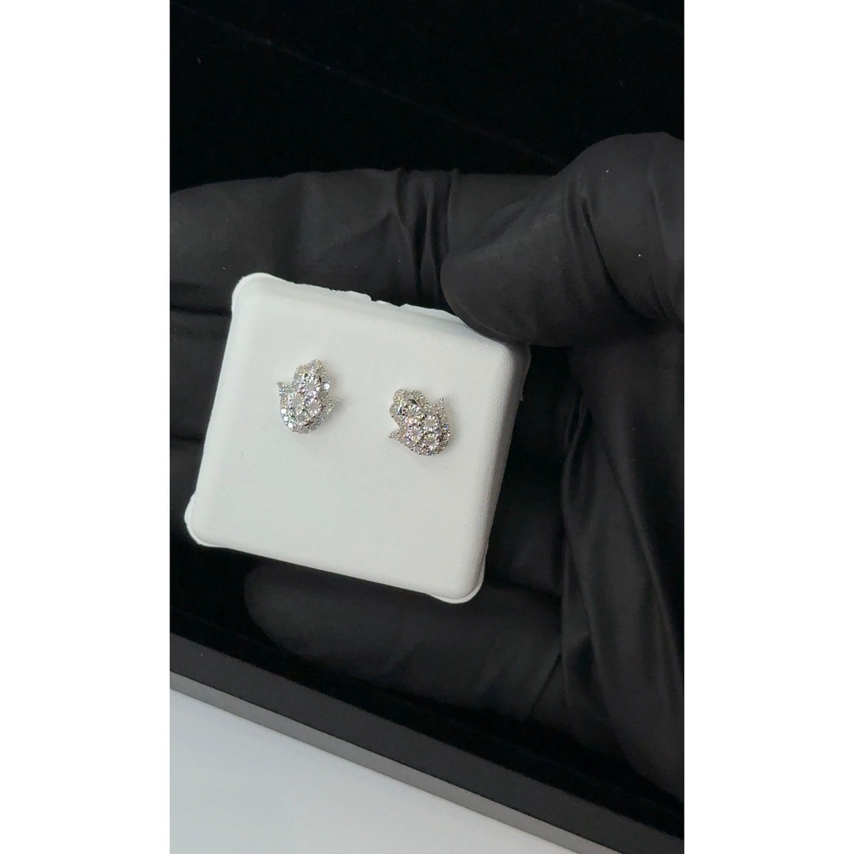 Natural Diamond Hamsa Stud Earrings