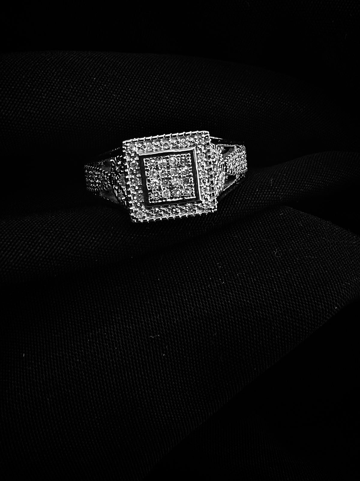 Natural Diamond Square Halo Ring 925 Sterling Silver Size 7