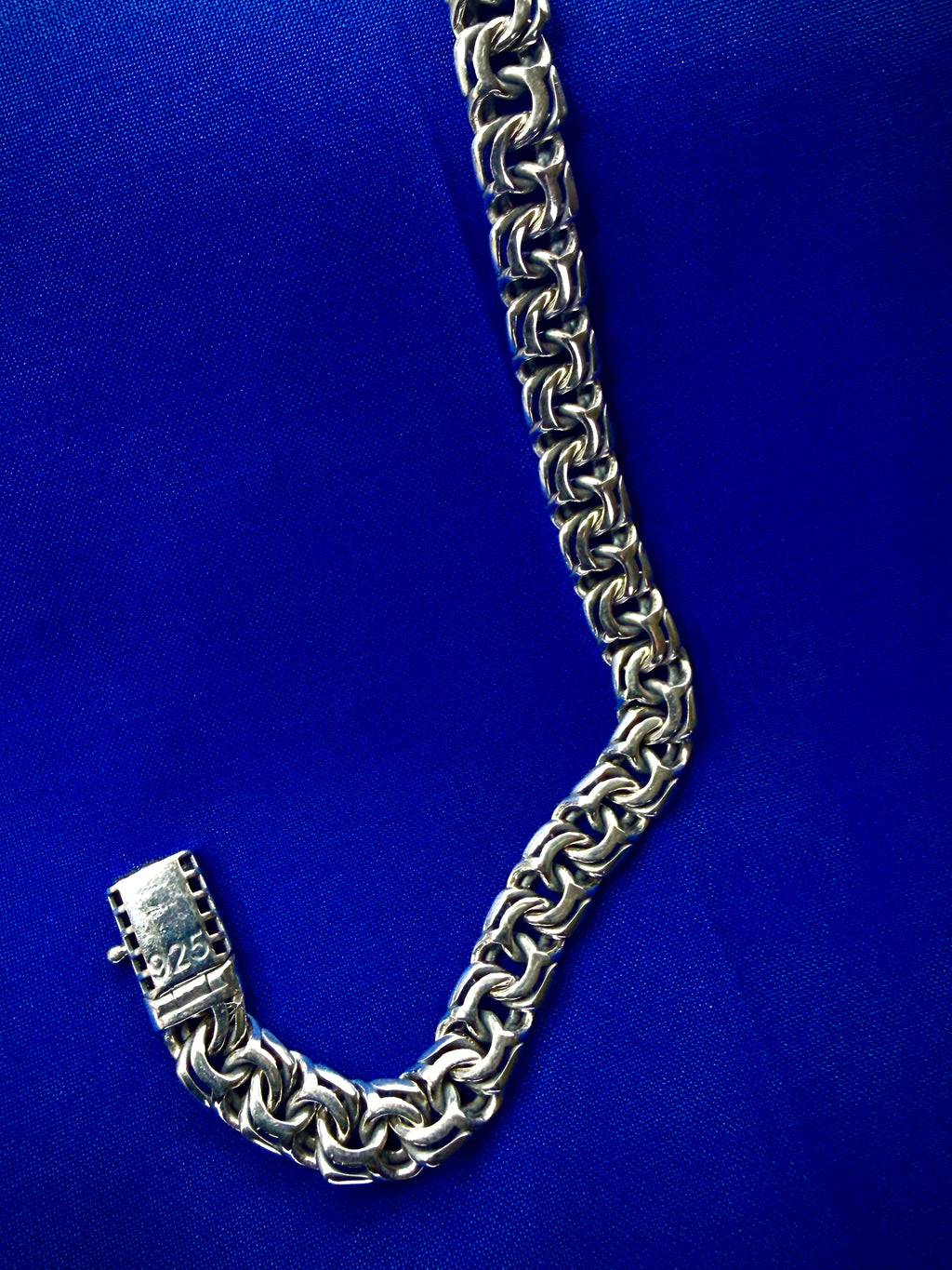 925 Sterling Silver Byzantine Link Bracelet 9mm 9in Heavy Polished