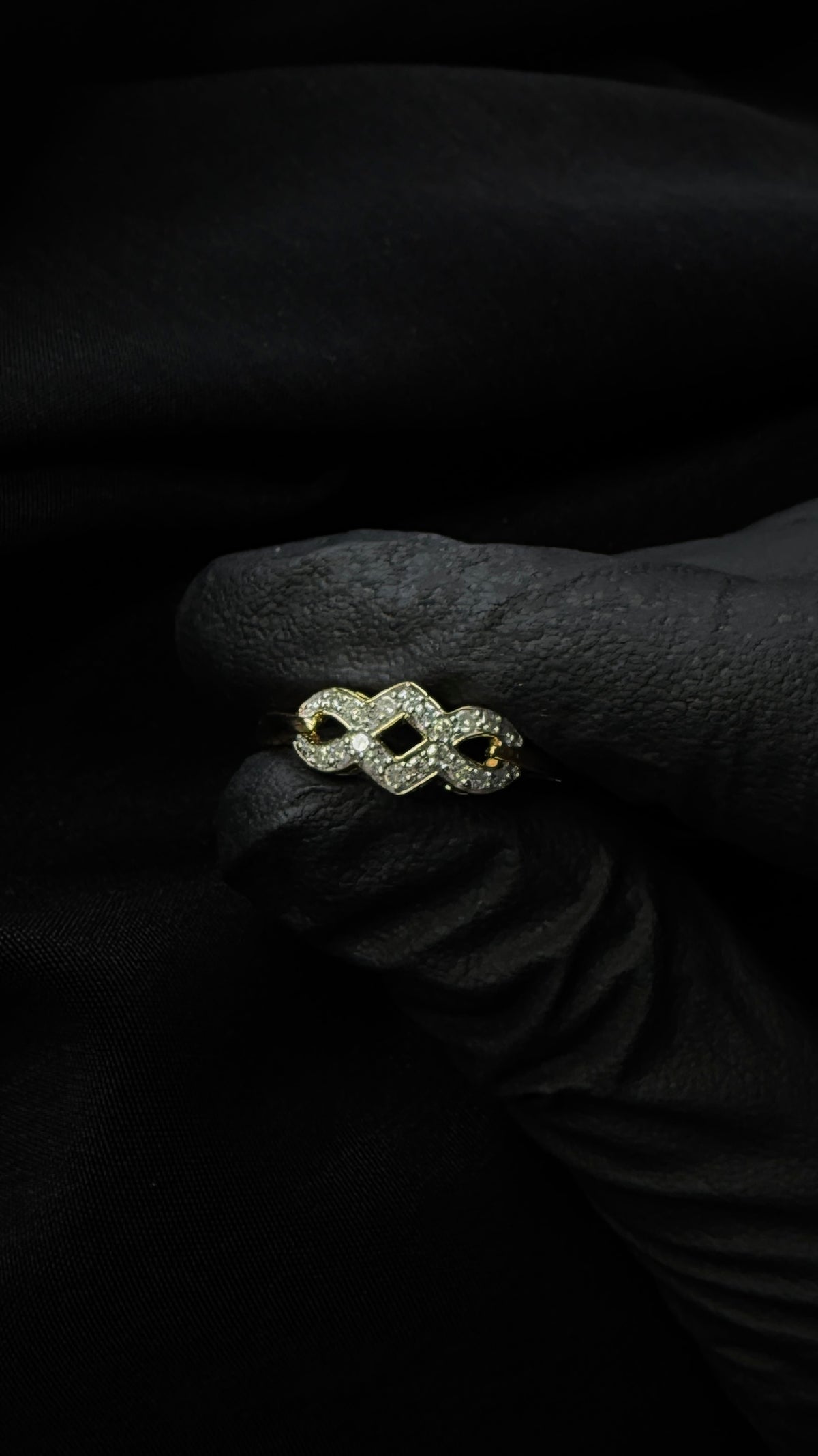 Natural Diamond Infinity Ring 925 Sterling Silver Gold Over Silver Size 11