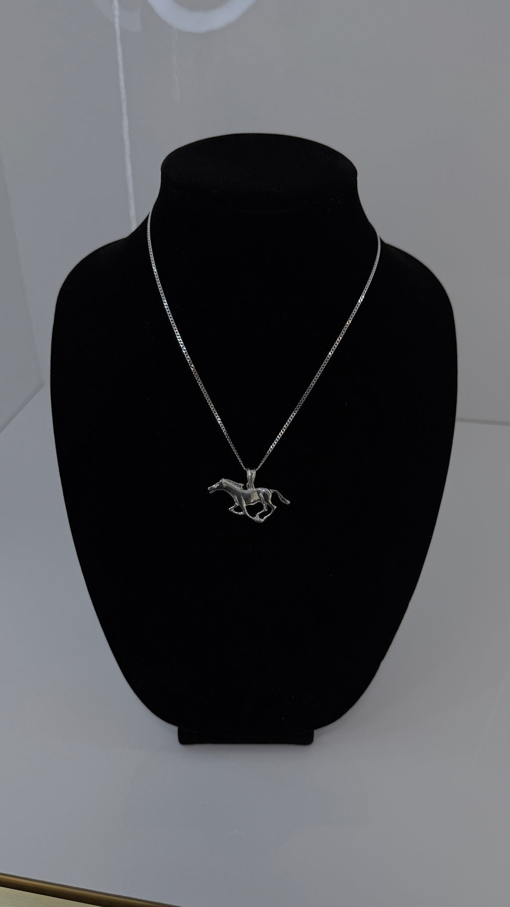 Mustang Pendant 2mm Curb Chain Necklace