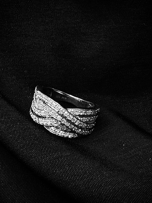 0.75 CTW Natural Diamond Crossover Ring 925 Sterling Silver Size 5