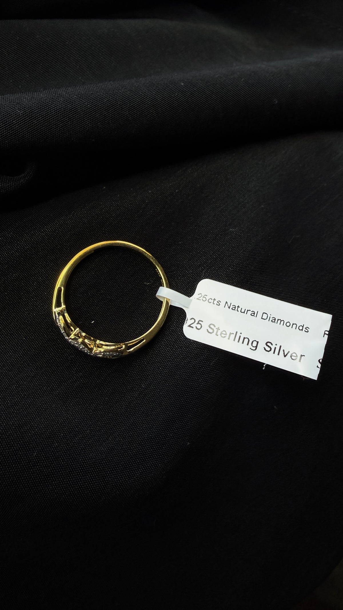 Natural Diamond Infinity Ring 925 Sterling Silver Gold Over Silver Size 11