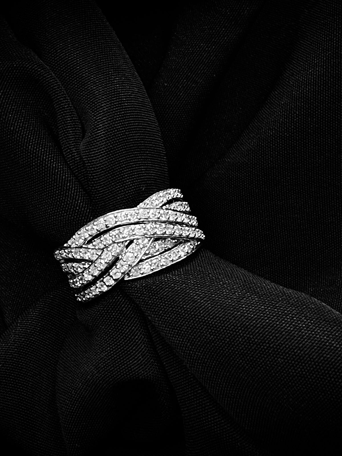 0.75 CTW Natural Diamond Crossover Ring 925 Sterling Silver Size 5