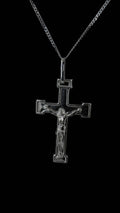 Crucifix Pendant 2mm Curb Chain Necklace 18.5