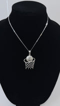 Basketball Hoop Pendant 2mm Curb Chain Necklace