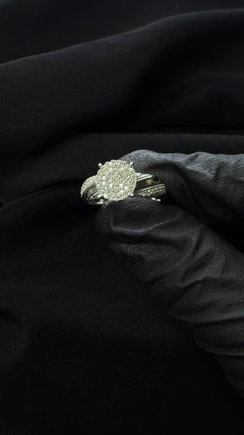 Round Cluster Natural Diamond Ring 925 Sterling Silver Halo Style Size 6.5