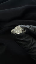 Round Cluster Natural Diamond Ring 925 Sterling Silver Halo Style Size 6.5
