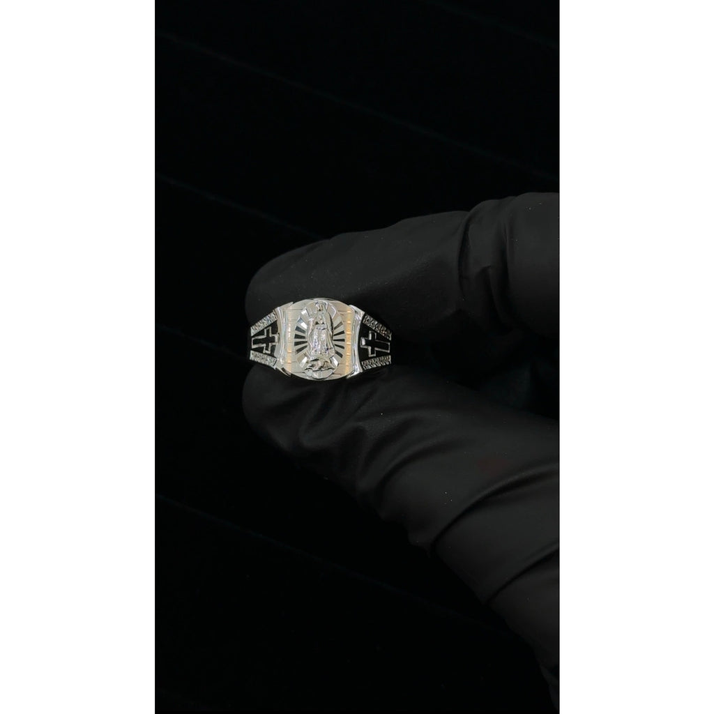 Sterling sliver Virgin Mary Religious Ring with Crosses