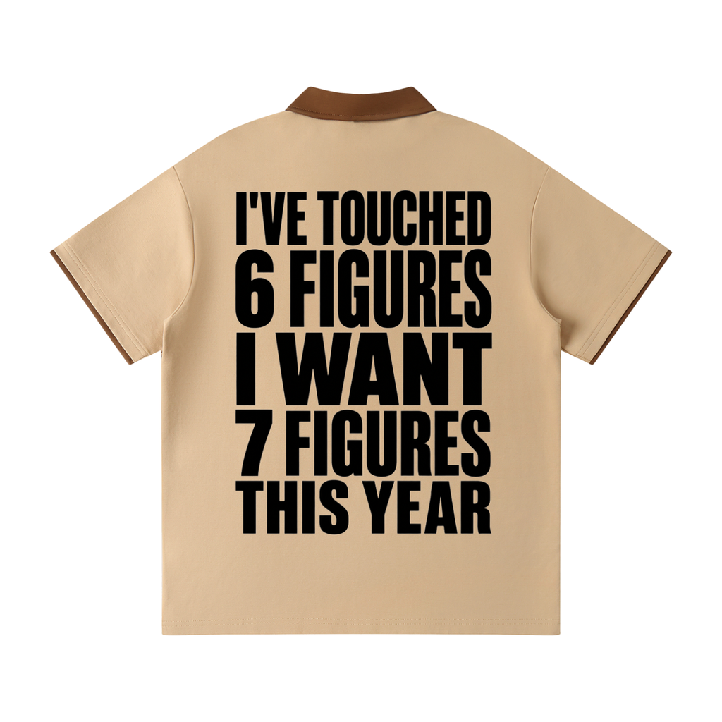 I Want 7 Figures --Contrast Collar Raglan Polo Shirt