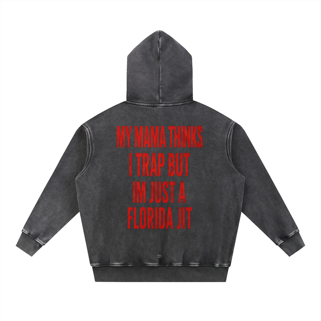 Mamma Thinks I Trap --Snow Wash Fleece Oversize Hoodie