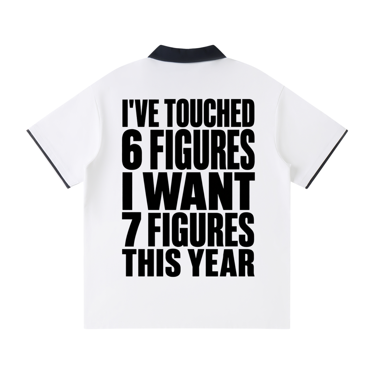 I Want 7 Figures --Contrast Collar Raglan Polo Shirt