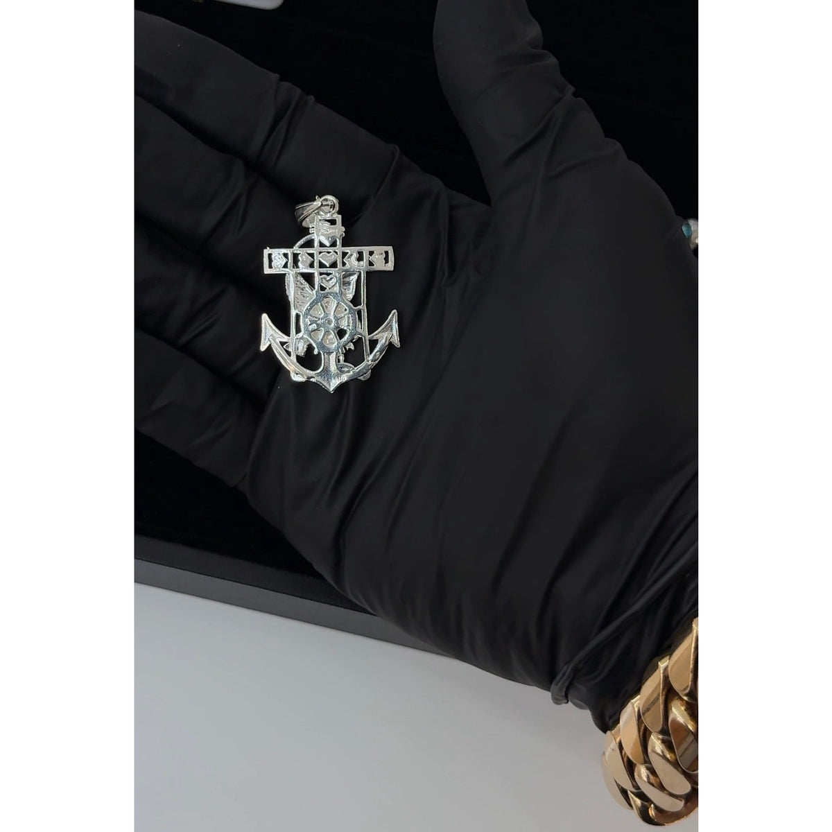 925 Sterling Silver Anchor Cross Eagle Pendant