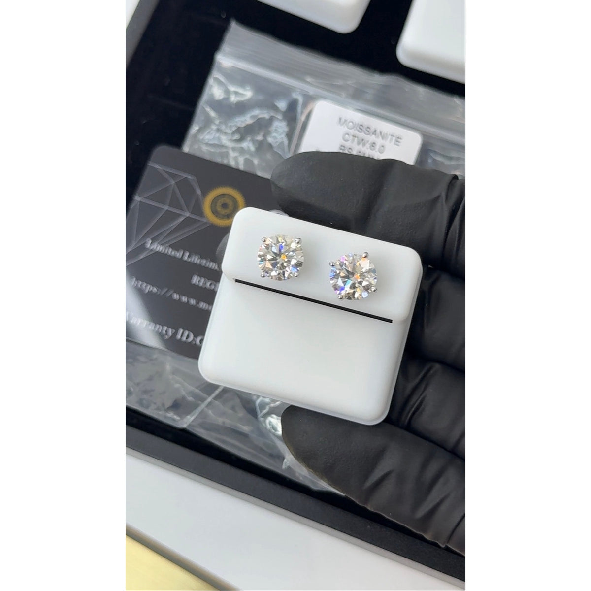 Sterling Silver Moissanite Stud Earrings 6.0 CTW